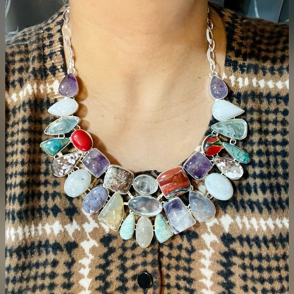 Muti-Gemstone Statement Necklace - Picture 13 of 15